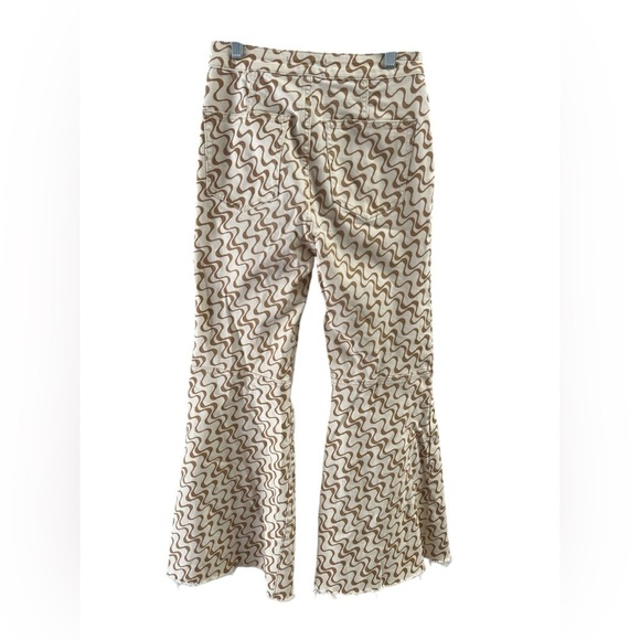 Free people wide leg flare high waisted brown and ivory pants - Picture 4 of 6